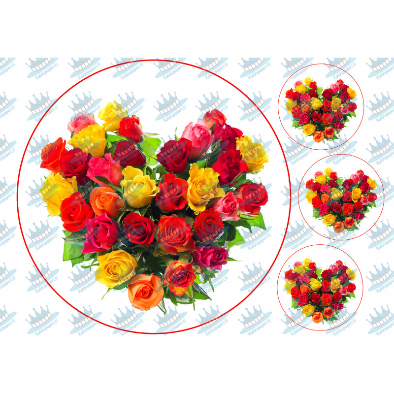 Stone Roses Cake Topper Colorful rose bouquet - Edible cake topper