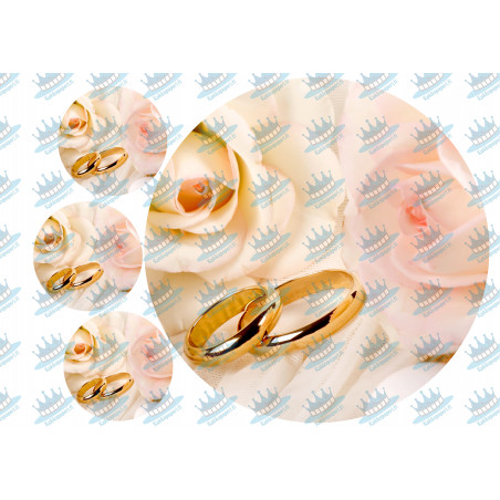 Stone Roses Cake Topper Rings and roses - Edible cake topper